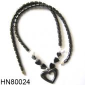 Hematite Heart Pendant Beads Stone Chain Choker Fashion Women Necklace